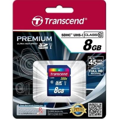 Karta pamięci TRANSCEND Premium TS8GSDU1, SDHC, 8 GB Karta pamięci TRANSCEND Premium TS8GSDU1, SDHC, 8 GB
