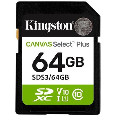 Kingston Karta pamięci SD 64GB Canvas Select Plus Gen3 100MB/s Kingston Karta pamięci SD 64GB Canvas Select Plus Gen3 100MB/s