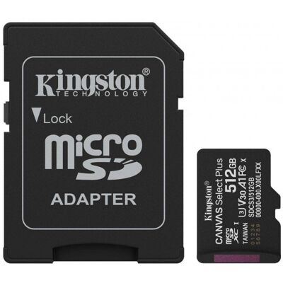 Kingston microSDXC Canvas Select Plus Gen3 512GB 150R Class 10 UHS-I Kingston microSDXC Canvas Select Plus Gen3 512GB 150R Class 10 UHS-I