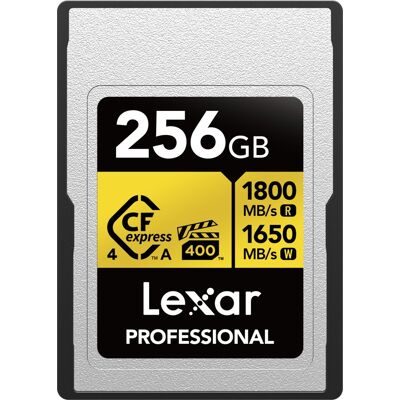 Lexar CFexpress 4.0 Pro Gold, VPG400/ IP68, R1800/W1650 (Type A) 256GB Lexar CFexpress 4.0 Pro Gold, VPG400/ IP68, R1800/W1650 (Type A) 256GB