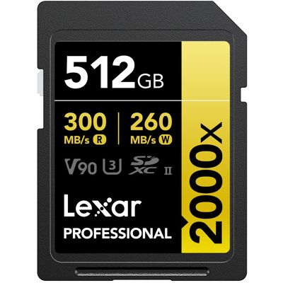 Lexar Karta Pamięci SDXC Pro 2000X UHS-II U3 R300/W260 (V90) 512GB Lexar Karta Pamięci SDXC Pro 2000X UHS-II U3 R300/W260 (V90) 512GB