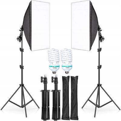 Microsoft 2 Lampy Fotograficzne Softbox Statyw Żarówka 50x70 Microsoft 2 Lampy Fotograficzne Softbox Statyw Żarówka 50x70