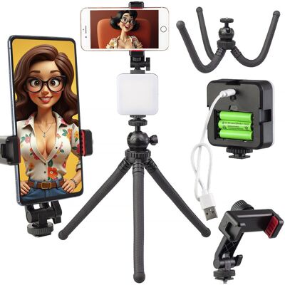CineGEN Statyw Elastyczny Uchwyt na Telefon Giętki do Telefonu Aparatu + Lampa CineGEN Statyw Elastyczny Uchwyt na Telefon Giętki do Telefonu Aparatu + Lampa