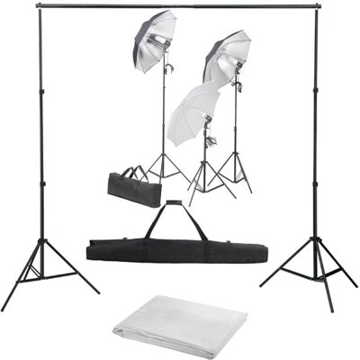 VidaXL Fotograficzny Zestaw Studyjny Z Lampami I Tłem VidaXL Fotograficzny Zestaw Studyjny Z Lampami I Tłem