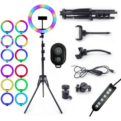 Inny producent Lampa Pierścieniowa Led Rgb Wielokolorowa Statyw Pilot Bt Inny producent Lampa Pierścieniowa Led Rgb Wielokolorowa Statyw Pilot Bt