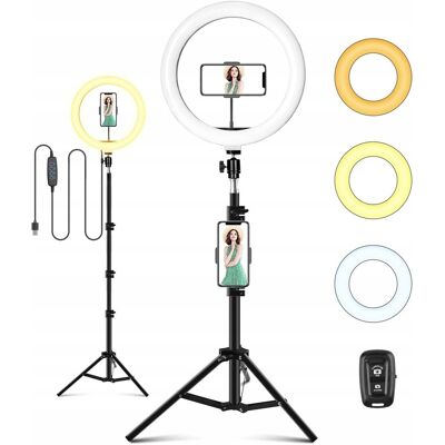 Inny producent LAMPA PIERŚCIENIOWA LED ZE STATYWEM 25,4 CM Z PILOTEM 3 TRYBY OŚWIETLENIA Inny producent LAMPA PIERŚCIENIOWA LED ZE STATYWEM 25,4 CM Z PILOTEM 3 TRYBY OŚWIETLENIA