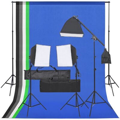 vidaXL Fotograficzny zestaw studyjny z lampami i tłami vidaXL Fotograficzny zestaw studyjny z lampami i tłami