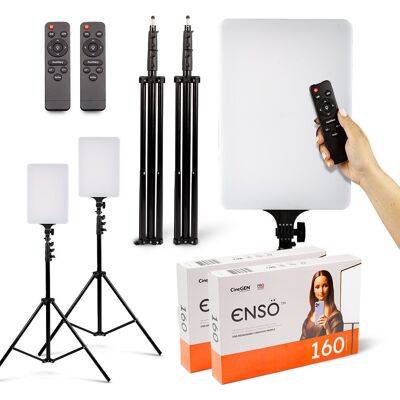 CineGEN Zestaw 2 lamp panelowych LED ENSO 160 na statywie CineGEN Zestaw 2 lamp panelowych LED ENSO 160 na statywie