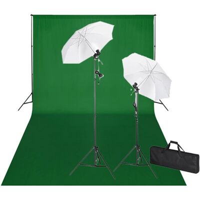 VidaXL Zestaw Do Studia Fotograficznego: Zielone Tło 6 X 3 M I Światła VidaXL Zestaw Do Studia Fotograficznego: Zielone Tło 6 X 3 M I Światła