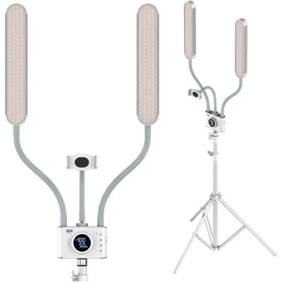 Newell Podwójna Lampa Led Z Statywem Uchwyt Do Telefonu 3200-5600k + Pilot Newell Podwójna Lampa Led Z Statywem Uchwyt Do Telefonu 3200-5600k + Pilot