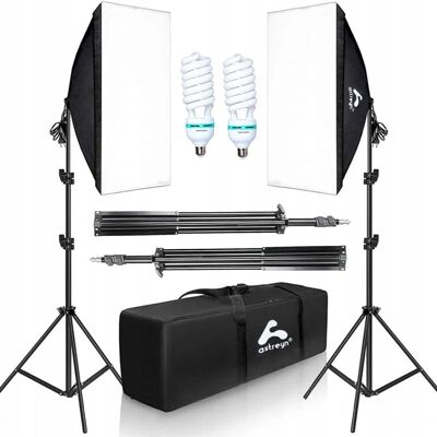 Inny producent Ombar 2x Softbox 50x70cm Zestaw Fotograficzny 135w 5500k Z Torbą Inny producent Ombar 2x Softbox 50x70cm Zestaw Fotograficzny 135w 5500k Z Torbą