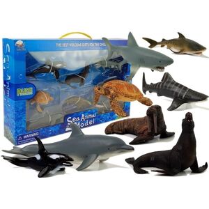 Import LEANToys Figurki Edukacyjne Morskie Zwierzęta 8 Elementów Rekiny Foka Delfin Mors Żółw