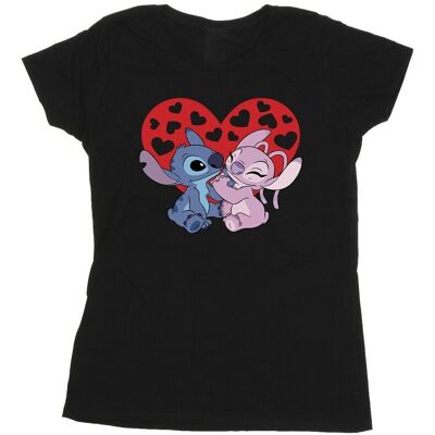 Disney Koszulka Damska / Damska Lilo & Stitch Hearts Cotton T-Shirt (XXL (193cm) / Czarny) Disney Koszulka Damska / Damska Lilo & Stitch Hearts Cotton T-Shirt (XXL (193cm) / Czarny)