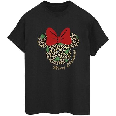 Disney Koszulka Damska / Damska Minnie Mouse Leopard Christmas Cotton Boyfriend T-Shirt (XXL (193cm) / Czarny) Disney Koszulka Damska / Damska Minnie Mouse Leopard Christmas Cotton Boyfriend T-Shirt (XXL (193cm) / Czarny)
