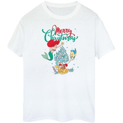Disney Koszulka Damska / Damska Princess Ariel Merry Christmas Cotton Boyfriend T-Shirt (XXXXS / Ciepły Biały) Disney Koszulka Damska / Damska Princess Ariel Merry Christmas Cotton Boyfriend T-Shirt (XXXXS / Ciepły Biały)