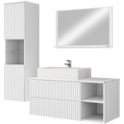 Mirjan24 Meble łazienkowe Kertos Ryfel II, Biały Ryfle / Biały Mat + Marmur Bianco Mirjan24 Meble łazienkowe Kertos Ryfel II, Biały Ryfle / Biały Mat + Marmur Bianco