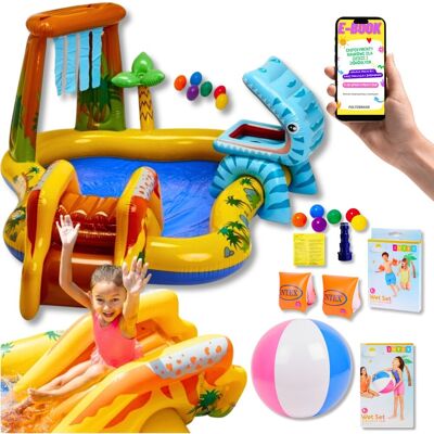 Basen Intex Dla Dzieci Dmuchany Ogrodowy Plac Zabaw Dinozaury Zjeżdzalnia Materac Do Pływania Rękawki + Ebook Basen Intex Dla Dzieci Dmuchany Ogrodowy Plac Zabaw Dinozaury Zjeżdzalnia Materac Do Pływania Rękawki + Ebook