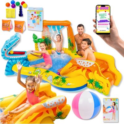 Basen Ogrodowy Dmuchany Dla Dzieci + Bonusy Do Ogrodu Intex Dinozaury Plac Zabaw Zjeżdżalnia Brodzik + Ebook Basen Ogrodowy Dmuchany Dla Dzieci + Bonusy Do Ogrodu Intex Dinozaury Plac Zabaw Zjeżdżalnia Brodzik + Ebook