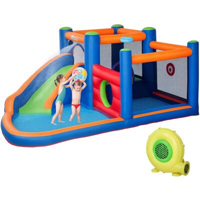 Dmuchany zamek do skakania Outsunny Park Wodny z dmuchawą, Dmuchany zamek do skakania ze zjeżdżalnią wodną i koszem do koszykówki, Dmuchany plac zab.. Dmuchany zamek do skakania Outsunny Park Wodny z dmuchawą, Dmuchany zamek do skakania ze zjeżdżalnią wodną i koszem do koszykówki, Dmuchany plac zab..