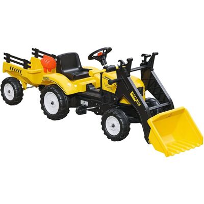 HOMCOM Traktor na pedały z przyczepą, regulowany traktor z ładowarką łopatową, pojazd na pedały dla dzieci od 3 lat, żółty HOMCOM Traktor na pedały z przyczepą, regulowany traktor z ładowarką łopatową, pojazd na pedały dla dzieci od 3 lat, żółty