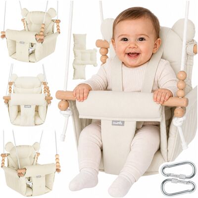 MalPlay Huśtawka dla Dzieci Kubełkowa Bawełniana z Poduszkami i Pasami 12-36m 60kg MALO Creamy Beige MalPlay Huśtawka dla Dzieci Kubełkowa Bawełniana z Poduszkami i Pasami 12-36m 60kg MALO Creamy Beige
