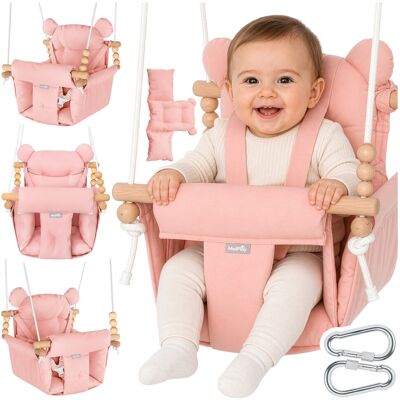 MalPlay Huśtawka dla Dzieci Kubełkowa Bawełniana z Poduszkami i Pasami 12-36m 60kg MALO Pink MalPlay Huśtawka dla Dzieci Kubełkowa Bawełniana z Poduszkami i Pasami 12-36m 60kg MALO Pink