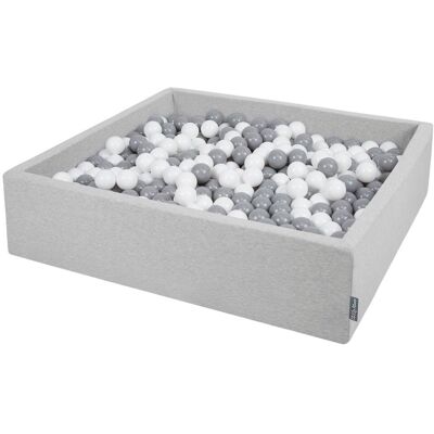 Kiddymoon, Suchy Basen Kwadratowy Z Piłeczkami 7cm 120x30 Jasnoszary: Biały-Szary 120x30/300piłek Kiddymoon, Suchy Basen Kwadratowy Z Piłeczkami 7cm 120x30 Jasnoszary: Biały-Szary 120x30/300piłek