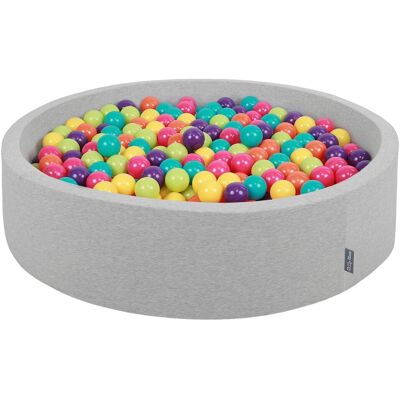 KiddyMoon, suchy basen okrągły z piłeczkami 7cm 120x30 jasnoszary: jasny zielony-żółty-turkus-pomarańcz-ciemny róż-fiolet 120x30/300piłek KiddyMoon, suchy basen okrągły z piłeczkami 7cm 120x30 jasnoszary: jasny zielony-żółty-turkus-pomarańcz-ciemny róż-fiolet 120x30/300piłek
