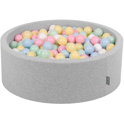 KiddyMoon Suchy basen okrągły z piłeczkami 7cm jasnoszary: pastelowy niebieski-pastelowy żółty-biały-mięta-pudrowy róż 90x30cm/300piłek Zabawka base.. KiddyMoon Suchy basen okrągły z piłeczkami 7cm jasnoszary: pastelowy niebieski-pastelowy żółty-biały-mięta-pudrowy róż 90x30cm/300piłek Zabawka base..