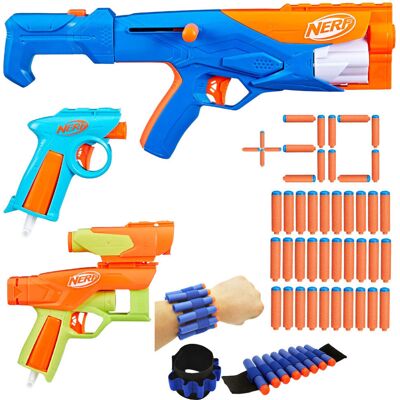 Nerf N Series Gear Up Pack Zestaw 3 wyrzutnie F8633 + 30 strzałek N1 + Opaska na rękę Nerf N Series Gear Up Pack Zestaw 3 wyrzutnie F8633 + 30 strzałek N1 + Opaska na rękę