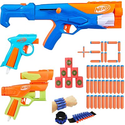 Nerf N Series Gear Up Pack Zestaw 3 wyrzutnie F8633 + 30 strzałek N1 + Opaska na rękę + Cele Nerf N Series Gear Up Pack Zestaw 3 wyrzutnie F8633 + 30 strzałek N1 + Opaska na rękę + Cele