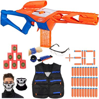 Nerf N Series Pinpoint F8621 + Opaska + Cele + Bandana Czacha + Okulary + Kamizelka + 30 Strzałek N1 Nerf N Series Pinpoint F8621 + Opaska + Cele + Bandana Czacha + Okulary + Kamizelka + 30 Strzałek N1