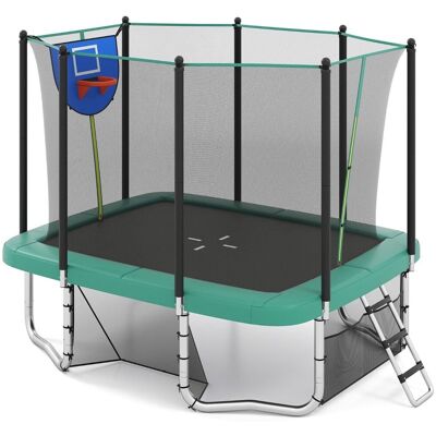 COSTWAY Prostokątna trampolina ogrodowa z drabinką i obręczą do koszykówki COSTWAY Prostokątna trampolina ogrodowa z drabinką i obręczą do koszykówki