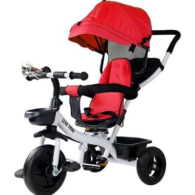 Lean Toys Rower Trójkołowy PRO300 Czerwony + Koszyk i Daszek UV Lean Toys Rower Trójkołowy PRO300 Czerwony + Koszyk i Daszek UV