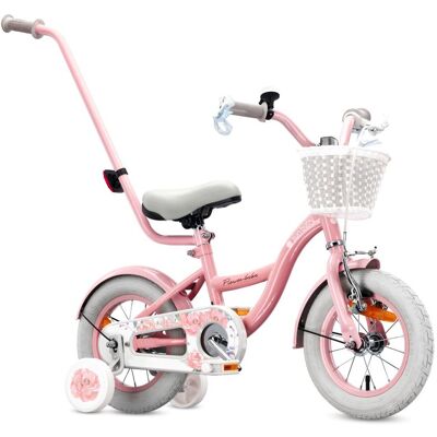 Sun Baby Rowerek Dziecięcy Rower Dla Dziewczynki 12 Cali Koszyk Prowadnik Kółka Boczne Flower Bike Różowy Sun Baby Rowerek Dziecięcy Rower Dla Dziewczynki 12 Cali Koszyk Prowadnik Kółka Boczne Flower Bike Różowy