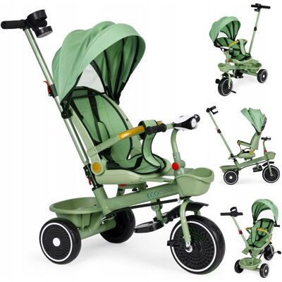Ecotoys Rowerek Trójkołowy Spacerówka 2W1 Obracane Siedzisko Składany Daszek Zielon Ecotoys Rowerek Trójkołowy Spacerówka 2W1 Obracane Siedzisko Składany Daszek Zielon