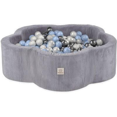 Suchy Basen Z Piłkami Kwiatek Pianki Szary Sztruks 400 Piłek Misioo 95x30 Suchy Basen Z Piłkami Kwiatek Pianki Szary Sztruks 400 Piłek Misioo 95x30