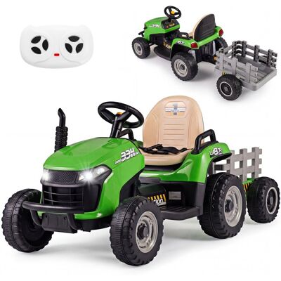 COSTWAY Traktor Elektryczny Z Przyczepą Dla Dzieci Pojazd Na Akumulator COSTWAY Traktor Elektryczny Z Przyczepą Dla Dzieci Pojazd Na Akumulator