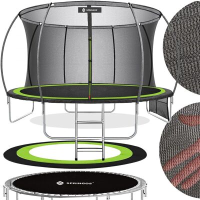 Springos Trampolina ogrodowa z siatką wewnętrzną i drabinką 12 FT 360/366/369 cm dla dzieci Springos Trampolina ogrodowa z siatką wewnętrzną i drabinką 12 FT 360/366/369 cm dla dzieci