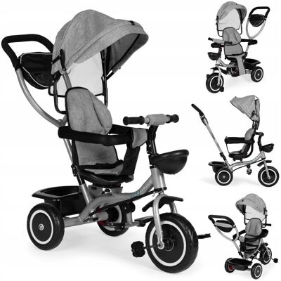 Ecotoys Trójkołowy Rowerek Spacerówka 2W1 Obracane Siedzisko Składany Daszek - Szar Ecotoys Trójkołowy Rowerek Spacerówka 2W1 Obracane Siedzisko Składany Daszek - Szar