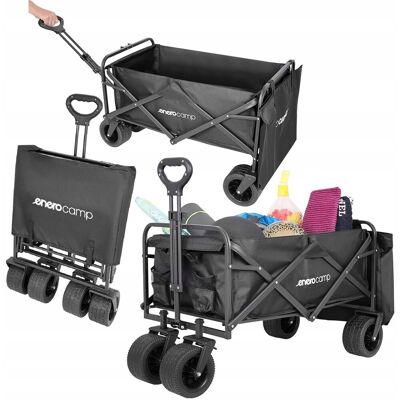 Enero WÓZEK TURYSTYCZNO PLAŻOWY DELUXE SKŁADANY 90x57x73-96CM Z UCHWYTEM CZARNY Enero WÓZEK TURYSTYCZNO PLAŻOWY DELUXE SKŁADANY 90x57x73-96CM Z UCHWYTEM CZARNY
