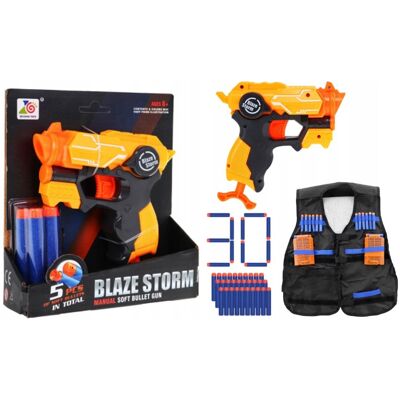 Pistolet piankowy BLAZE STORM ZMI.ZC7115 - niebieski zestaw strzałek 35 szt. kamizelka taktyczna zabawka dla dzieci Pistolet piankowy BLAZE STORM ZMI.ZC7115 - niebieski zestaw strzałek 35 szt. kamizelka taktyczna zabawka dla dzieci