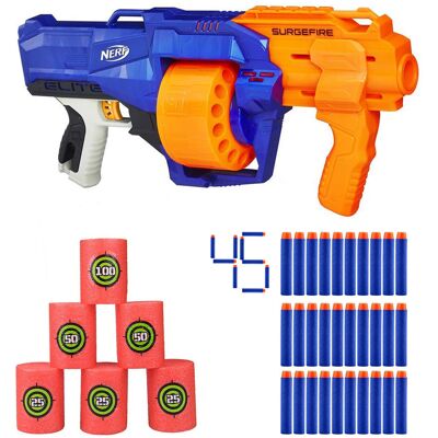 Zestaw Pistolet Nerf N-strike Elite SurgeFire E0011 + 30 strzałek + cele Zestaw Pistolet Nerf N-strike Elite SurgeFire E0011 + 30 strzałek + cele