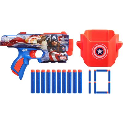 Blaster Nerf Marvel Kapitan Ameryka 10 Strzałek Elite Z Kaburą Blaster Nerf Marvel Kapitan Ameryka 10 Strzałek Elite Z Kaburą