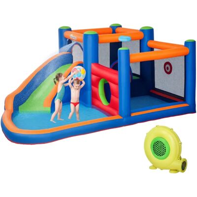 Dmuchany Zamek Do Skakania Outsunny Park Wodny Z Dmuchawą, Dmuchany Zamek Do Skakania Ze Zjeżdżalnią Wodną I Koszem Do Koszykówki, Dmuchany Plac Zab.. Dmuchany Zamek Do Skakania Outsunny Park Wodny Z Dmuchawą, Dmuchany Zamek Do Skakania Ze Zjeżdżalnią Wodną I Koszem Do Koszykówki, Dmuchany Plac Zab..