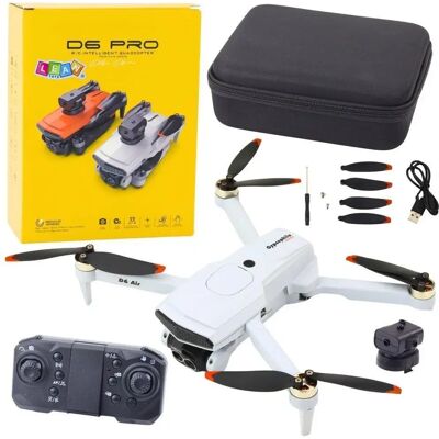 Lean Toys Dron D6 Pro Kamera Led Aplikacja Jasnoszary Lean Toys Dron D6 Pro Kamera Led Aplikacja Jasnoszary