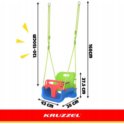 Kruzzel Huśtawka dla Dzieci 3w1 Ogrodowa Mocna do Domu Ogrodu Kubełkowa Deska 30kg Kruzzel Huśtawka dla Dzieci 3w1 Ogrodowa Mocna do Domu Ogrodu Kubełkowa Deska 30kg