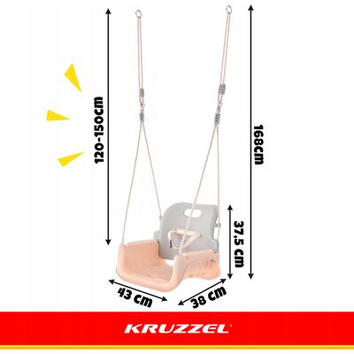 Kruzzel Huśtawka dla Dzieci 3w1 Ogrodowa Mocna do Ogrodu Domu Kubełkowa Deska 30kg Kruzzel Huśtawka dla Dzieci 3w1 Ogrodowa Mocna do Ogrodu Domu Kubełkowa Deska 30kg