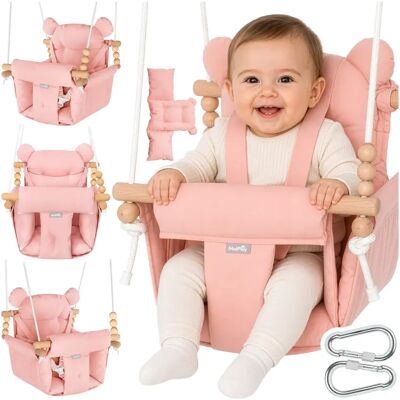 MalPlay Huśtawka Dla Dzieci Kubełkowa Bawełniana Z Poduszkami I Pasami 12-36m 60kg Malo Pink MalPlay Huśtawka Dla Dzieci Kubełkowa Bawełniana Z Poduszkami I Pasami 12-36m 60kg Malo Pink