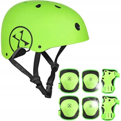 NILS EXTREME Kask Na Rolki Rower Hulajnogę Regulowany Orzeszek 52-56 Cm + Ochraniacze S NILS EXTREME Kask Na Rolki Rower Hulajnogę Regulowany Orzeszek 52-56 Cm + Ochraniacze S